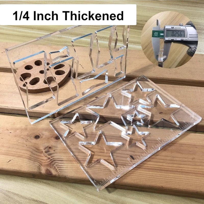 Hecfu 2 Pcs Router Templates for Woodworking, Router Jig Bowtie Template, Star Bowtie Router Template Jig Kit, Star Butterfly Inlay Template Decorative - Image 2